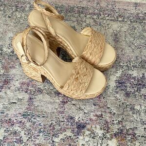 Mango Braided Platform Sandals in Natural Braided Raffia